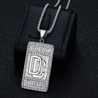 Colliers pendentifs de mode Hiphop Iced Out Diamond Dream Chasers DC en acier inoxydable PVD étanche, plaqué or 18 carats