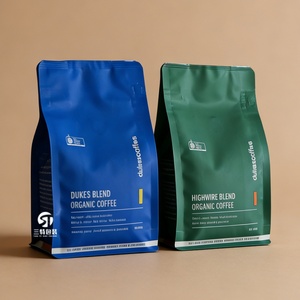Custom Printed Flat Bottom Coffee <b>Packaging</b> <b>Bag</b> With Valve Eight Side Sealed Coffee Bean <b>Bag</b> - Product Image 3