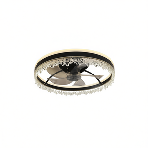 Ventilateur de plafond LED 20 pouces en fer noir avec moteur DC, télécommande, fonctionnement silencieux, montage encastré pour chambre, bureau, salle à manger - Product Image 1