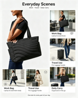 Sac fourre-tout matelassé marron élégant pour femmes, idéal pour le travail, le shopping, les voyages, avec bretelles et poche avant zippée, pour un usage quotidien