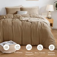 Housse de couette en mousseline de coton 100% Oeko-Tex, 2 couches, ensemble de housse de couette en mousseline de coton, ensemble de couette en coton