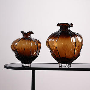 Modern Wave Shaped Glass Flower <b>Vase</b> Creative <b>Amber</b> Hydroponic Flower <b>Vase</b> - Product Image 2