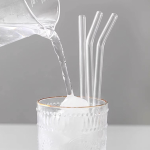 Pailles en verre borosilicate transparent de haute qualité, réutilisables et écologiques, en forme courbée - Product Image 4