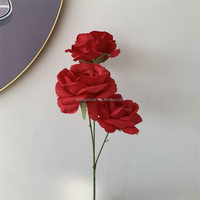 B-313 Fleur en tissu très vendue, décoration de mariage et de la maison, style oriental, rose à grosse tête, fleur en soie, rose rouge en tissu, rose artificielle