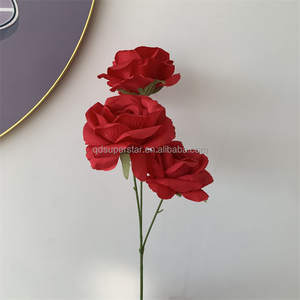 B-313 Fiore in Tessuto per Decorazioni Matrimoniali e Domestiche, Stile Orientale, Rosa Grande in Seta Rossa Artificiale - Product Image 5