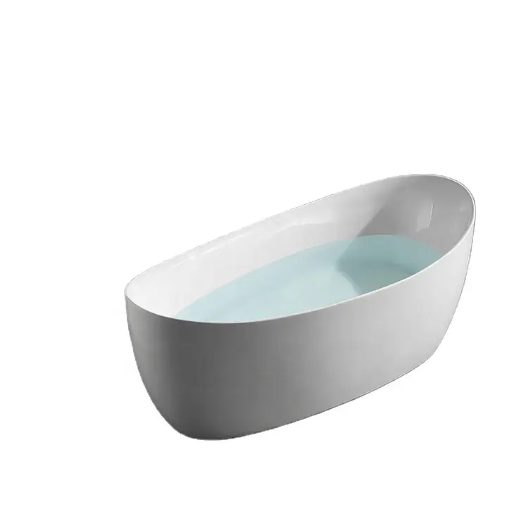 New design one-piece seamless 1.7m ultra slim soaking tub white bath tub floor stand alone freestanding bathtub