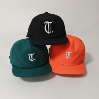 Casquette de baseball structurée en coton avec broderie lettre T gothique et décoration en corde, pour hommes et femmes, style streetwear, vente en gros