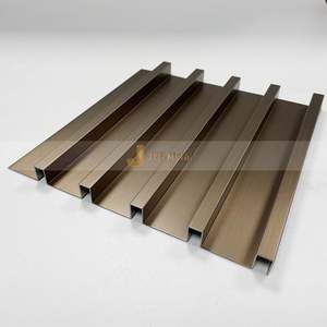 LL263 Panneau mural décoratif rainuré en acier inoxydable PVD Bronze finition brossée, persiennes métalliques, panneaux rainurés d'intérieur, support personnalisé - Product Image 6