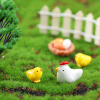 Encantador Adorno de Resina con Diseño de Gallo y Gallina 3D Artificial para Casa de Muñecas DIY