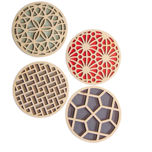 Handcrafted Walnut Wooden Decorative <b>Coaster</b> <b>Set</b> of Four Personalized Mango Wood <b>Coasters</b> Table Mats & Pads Manufacture by India - Product Image 2