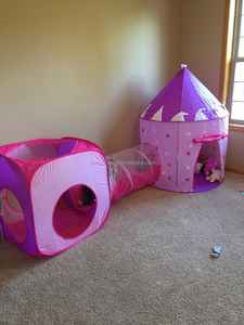 Tienda de juegos para interiores para Princess Castle Carpa con luces Casa de juegos portátil para niños Playhouse Princess Tent con túnel de arrastre - Product Image 3