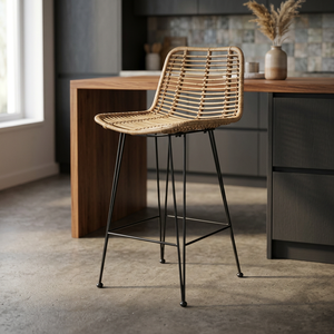 Chair PE Rattan Weave Outdoor Bar <b>Stool</b> for Rooftop Terrace 42cm <b>Seat</b> Rattan Bar <b>Stool</b> for Cafe Patio - Product Image 3