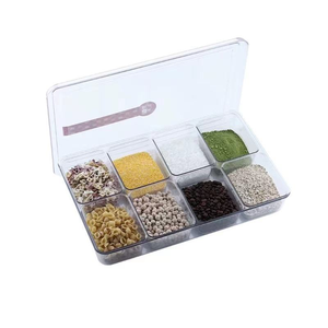Vuông Tự Nhiên Lưu Trữ Thực Phẩm Lớp 6 8 rô Nhựa Tổ Chức Lưu Trữ <span class=keywords><strong>Container</strong></span> Hộp Xô Chai Với Nắp - Product Image 2