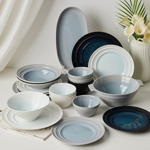 ชุดอาหารเซรามิก Lucerne รุ่นใหม่ เป็นมิตรกับสิ่งแวดล้อม สำหรับใช้ในครัวเรือน สีสันสวยงาม จานซุปทรงลึก จานแบน ชามข้าว ใช้กับไมโครเวฟได้ เคลือบเงา - Product Image 3