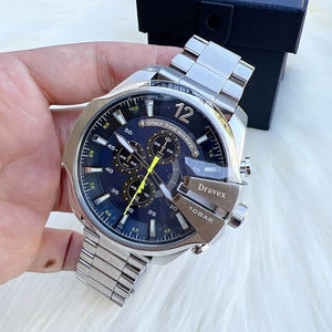 นาฬิกาข้อมือผู้ชาย DS โครโนกราฟ พร้อมไฟกลางคืน ตัวเรือนสแตนเลส กันน้ำ สีน้ำเงิน เครื่องควอตซ์ ETA สไตล์ธุรกิจและสปอร์ต - Product Image 2