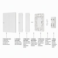Interrupteur mural double à bascule 10A 250V pour PC avec deux commandes indépendantes et voyant lumineux anti-éblouissement