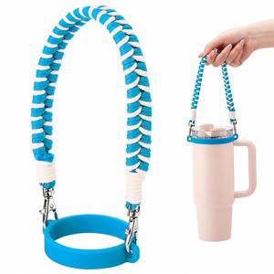 Sangle de transport pour gobelets à eau tissée à la main, pour gobelets de 8 à 40 onces, anneau en silicone de qualité alimentaire, cordon portable pour gobelets à eau de sport - Product Image 5