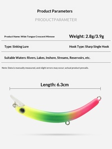 Nouvelle leurre artificielle rigide <span class=keywords><strong>en</strong></span> ABS imprimé, 10 couleurs, 65mm, 4g, type Minnow coulant arqué pour <span class=keywords><strong>la</strong></span> pêche <span class=keywords><strong>en</strong></span> rivière et <span class=keywords><strong>en</strong></span> lac - Product Image 4