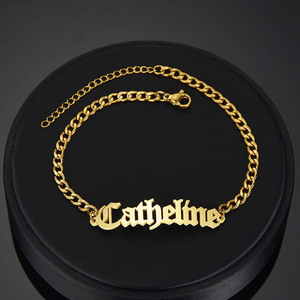 Go Party personalizado antiguo nombre en <span class=keywords><strong>inglés</strong></span> collar pulsera de acero inoxidable deslustre libre impermeable joyería placa de identificación collares con letras - Product Image 5