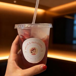 Vaso de Plástico Transparente Desechable con Forma de U para Té de Burbujas, con Impresión de Logotipo Personalizado, 12Oz 16Oz 22Oz, Vaso de PET para Té, Café, Jugo con Tapas - Product Image 2