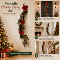 Guirlande de Noël suspendue en PE, décorations florales artificielles avec baies, décoration festive pour porte et mur