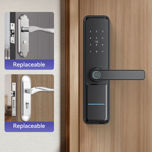 قفل باب ذكي شبه آلي مع تخزين سحابي وبطاقة هوية وبصمة إصبع وكلمة مرور للأبواب الخشبية/الألمنيوم للشقق والفنادق - Product Image 3