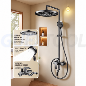 Juego de cabezal de ducha ajustable de tres niveles para baño doméstico, cabezal de ducha presurizado, grifo engrosado, rociador redondo y cuadrado para techo - Product Image 5