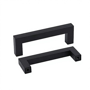 Gagang Kabinet Persegi Hitam Doff, Gagang Laci Lurus untuk Lemari Dapur, Pintu Kabinet, Perangkat Keras Furnitur - Product Image 1