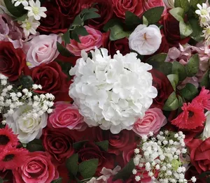<span class=keywords><strong>Mur</strong></span> <span class=keywords><strong>de</strong></span> fleurs artificielles Q66, toile décorative 3D enroulable avec roses en soie, toile murale florale - Product Image 5