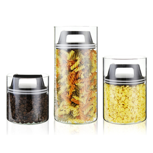 Set di 3 <span class=keywords><strong>Barattoli</strong></span> Ermetici in Vetro Borosilicato per Chicchi di Caffè <span class=keywords><strong>con</strong></span> Coperchio a Pressione e Manico, Sigillati <span class=keywords><strong>Sottovuoto</strong></span>, Riscaldabili, per Uso in Campeggio - Product Image 2