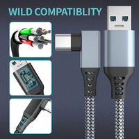 3A pengisian cepat Data siku siku-siku untuk komputer permainan konsol USB-C kecepatan tinggi 3M 5M aluminium Aloi TPE PVC Nylon Braid