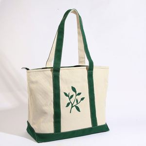 Bolsa de Compras Plegable de Gran Capacidad, Informal, de Lona de Algodón, con Asas de Cuerda y Cierre de Cremallera - Product Image 1