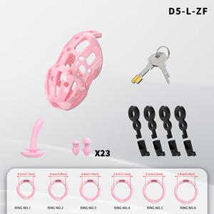 YPM 3D geprinte Sissy Cage kuisheidskooi met spikes, hars, paars roze, met 6 ringmaten, harnas, <span class=keywords><strong>mini</strong></span> plastic slot - Product Image 4