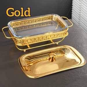 Plats chauffants de luxe de 1,5 L/2 L, plat chauffant pour buffet, réchaud à nourriture, réchaud à buffet en verre pour hôtel, restaurant, maison - Product Image 4