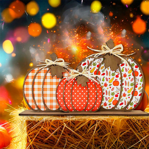 Creative Harvest Festival Home Office Desktop Ornaments Gift <strong>Wooden</strong> <strong>Pumpkins</strong> 3D Decoration Autumn Decor <strong>Pumpkin</strong> - Product Image 5