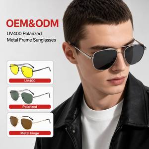 Sunray Amber Brown Red Gradient HD Anti Glare Round Gold Metal Lightweight Unisex TAC UV400 Polarized <b>Sunglasses</b> for Men - Product Image 1