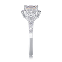 Bague de fiançailles pour femmes personnalisable en or blanc 925 argent sterling D VVS Moissanite à tige fendue