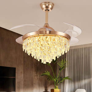 remote control Luxury Crystal Chandelier Hotel Modern Design Decorative <b>Ceiling</b> <b>Fans</b> with <b>Lights</b> - Product Image 5