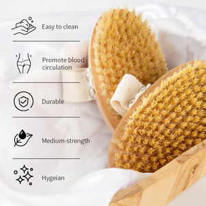 Cepillo de baño de ducha ovalado de madera para exfoliación de cuerpo completo con logotipo personalizado cepillo corporal Exfoliante para limpieza profunda y reducción de la celulitis - Product Image 4