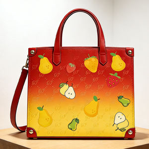 Sac fourre-tout personnalisé en cuir PU pour femmes, imprimé fruits dégradés, grande capacité, poignée supérieure, sac à main pour la vente en gros - Product Image 6