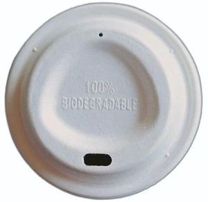 Couvercle de gobelet compostable en bagasse blanc de 90 mm, résistant aux fuites, pour boissons chaudes et froides, vaisselle écologique pour la restauration - Product Image 2