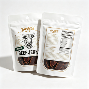 Sachet refermable personnalisé de qualité alimentaire avec fenêtre et trous ronds pour l'emballage de bœuf séché et de snacks à base de viande - Product Image 2