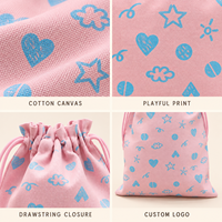 Pochette en coton réutilisable avec cordon de serrage, motif cœur, étoile et nuage, idéale pour les cadeaux de fête et le rangement quotidien