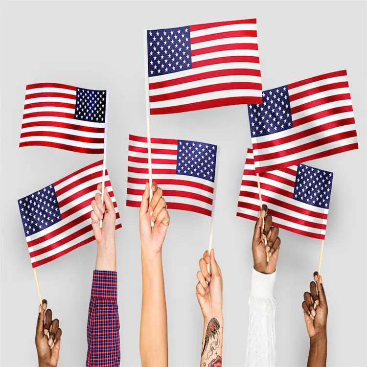 Top Selling Products Custom Country Digital Printing 12 X 18 Small American Waving Hand Held Flags