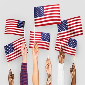 Prodotti più venduti stampa digitale paese personalizzata 12X18 piccole bandiere americane sventolanti a mano