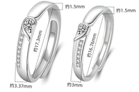 Nouvelle bague de couple en zircon à double cœur, bague en forme de cœur, adaptée pour les mariages, les cadeaux, les fêtes et le port quotidien