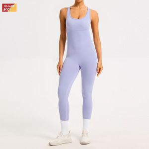 Body de una pieza sin costuras Allure Body para mujer, cuello redondo, ajuste ceñido, ropa de yoga, mono deportivo, traje largo de color sólido. - Product Image 3