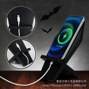 Wooden Detachable Phone Holder Black Solid Wood Desktop <b>Stand</b> For Phone Tablet Charging - Product Image 3