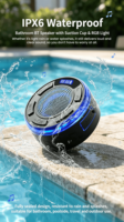 Mini haut-parleur portable 5.1 avec grande ventouse, étanche IPX6 pour salle de bain, maison, extérieur, puissance 5W, contrôle par application