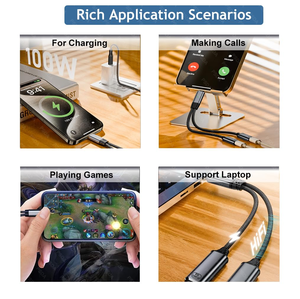 PD100W USB C Audio y divisor de carga Adaptador de carga de audio USB C dual Carga rápida para <span class=keywords><strong>iPhone</strong></span> 1615 Galaxy S24 23 S22 Ultra - Product Image 6